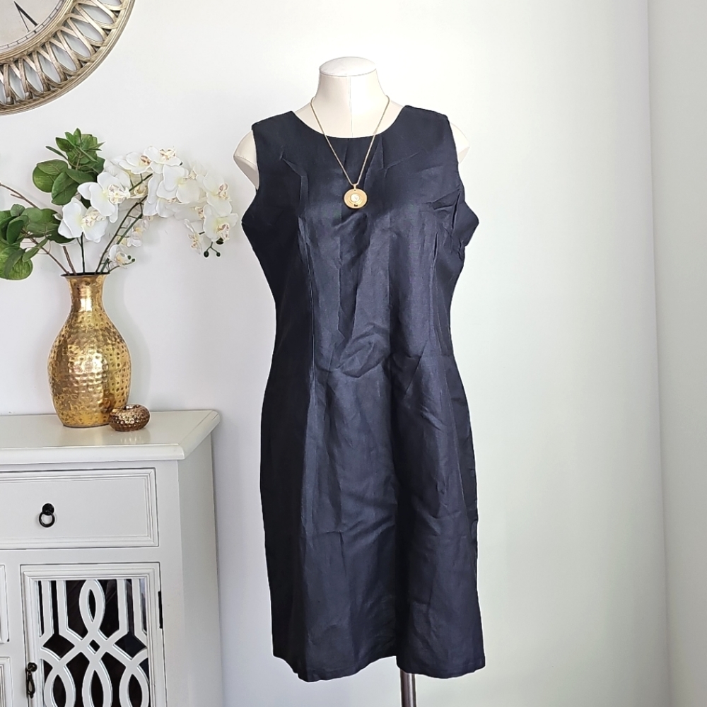 Jennifer Eden Womens 14 Black Sleeveless Shift Grunge Dress Lightweight